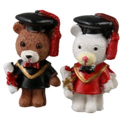 Set 2 ursuleti absolventi din rasina - maro si alb 3 x 5 cm