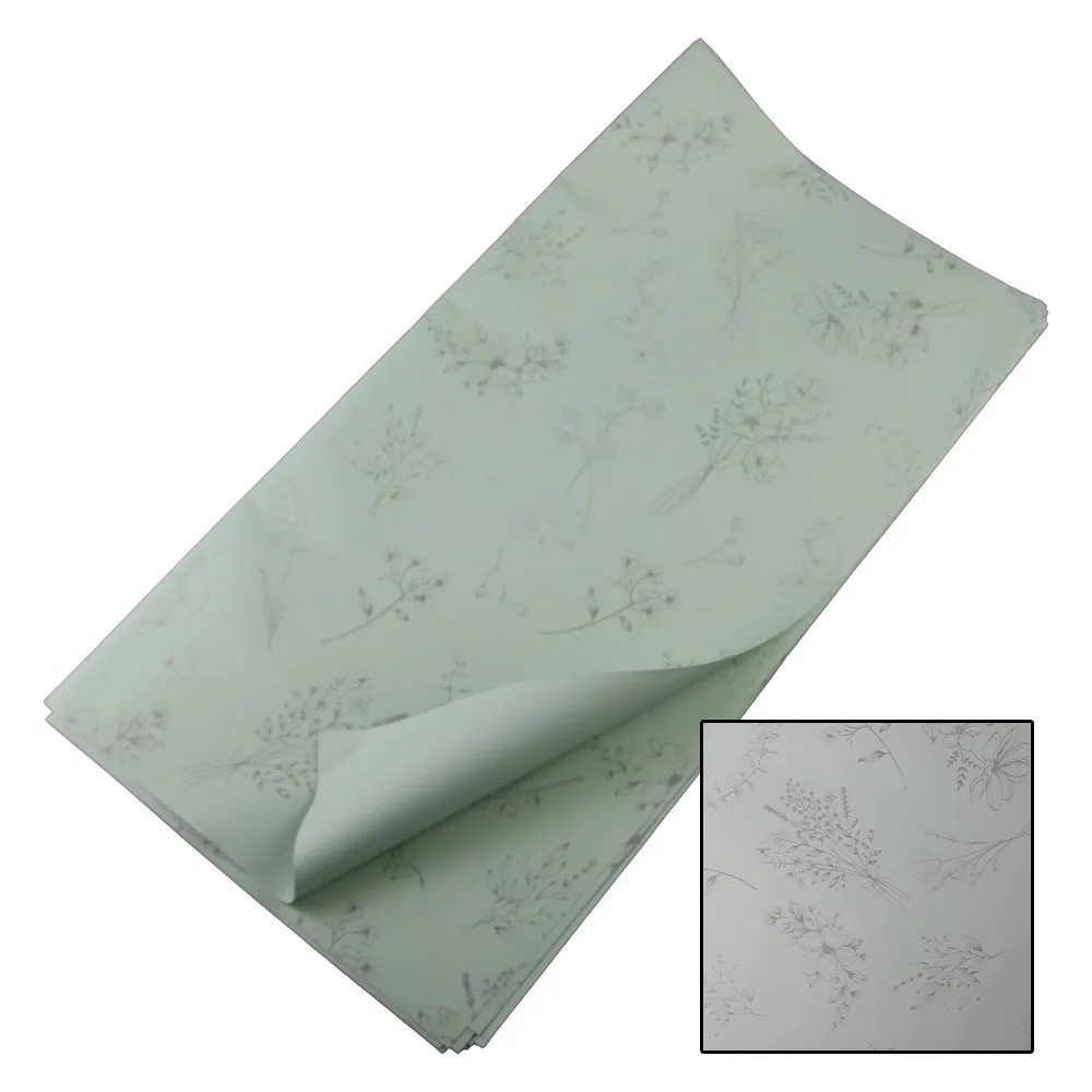 Set 20 coli ambalaj pentru flori 57 x 57 cm din plastic - Verde cu flori Set 20 coli ambalaj pentru flori 57 x 57 cm din plastic - Verde cu flori