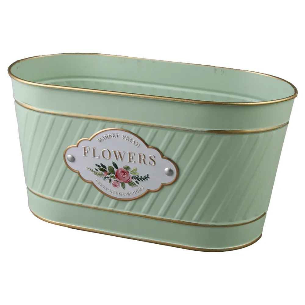 Ghiveci oval din metal 23 x 11.5 cm