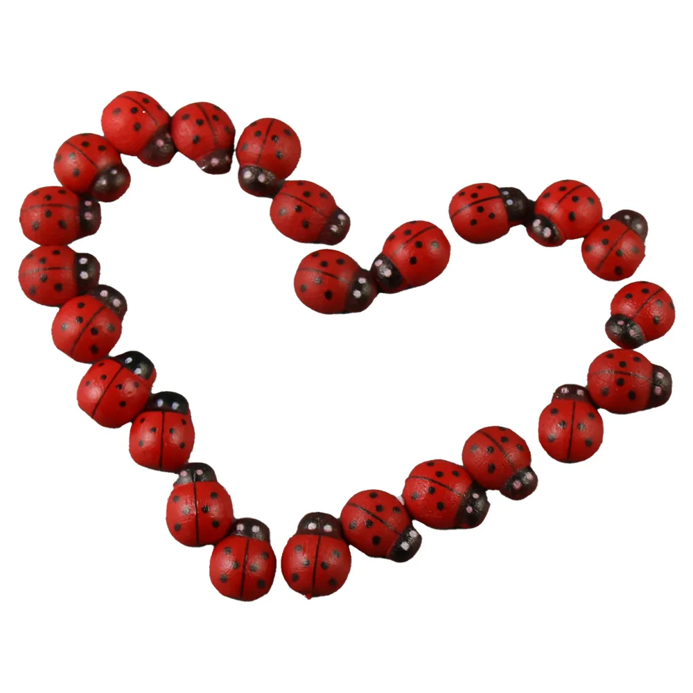 Set 24 decoruri din lemn Buburuze 1.5 cm cu autoadeziv Set 24 decoruri din lemn Buburuze 1.5 cm cu autoadeziv
