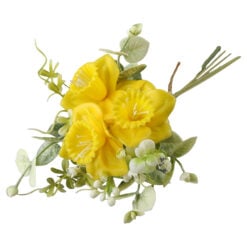 Buchet artificial cu narcise galbene si verdeata 41 cm