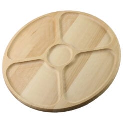 Platou rotativ din lemn cu 5 compartimente 33 cm