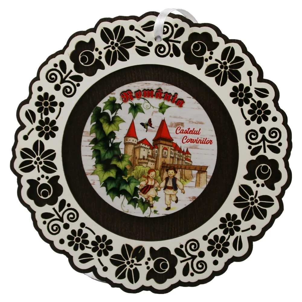 Decor de perete din lemn Castelul Corvinilor 18.5 cm