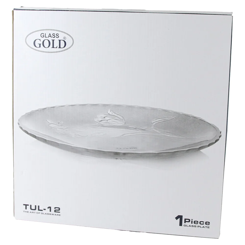 Platou din sticla 30 cm Tulip Glass Gold Platou din sticla 30 cm Tulip Glass Gold
