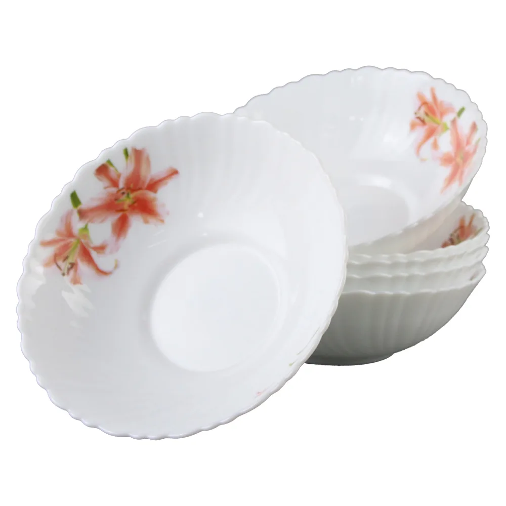Set 6 boluri din sticla opal alb 17.5 x 5.5 cm