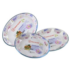 Set 3 vase ovale termorezistente Yena 2.4/3.2/4.0 L Gold Glass