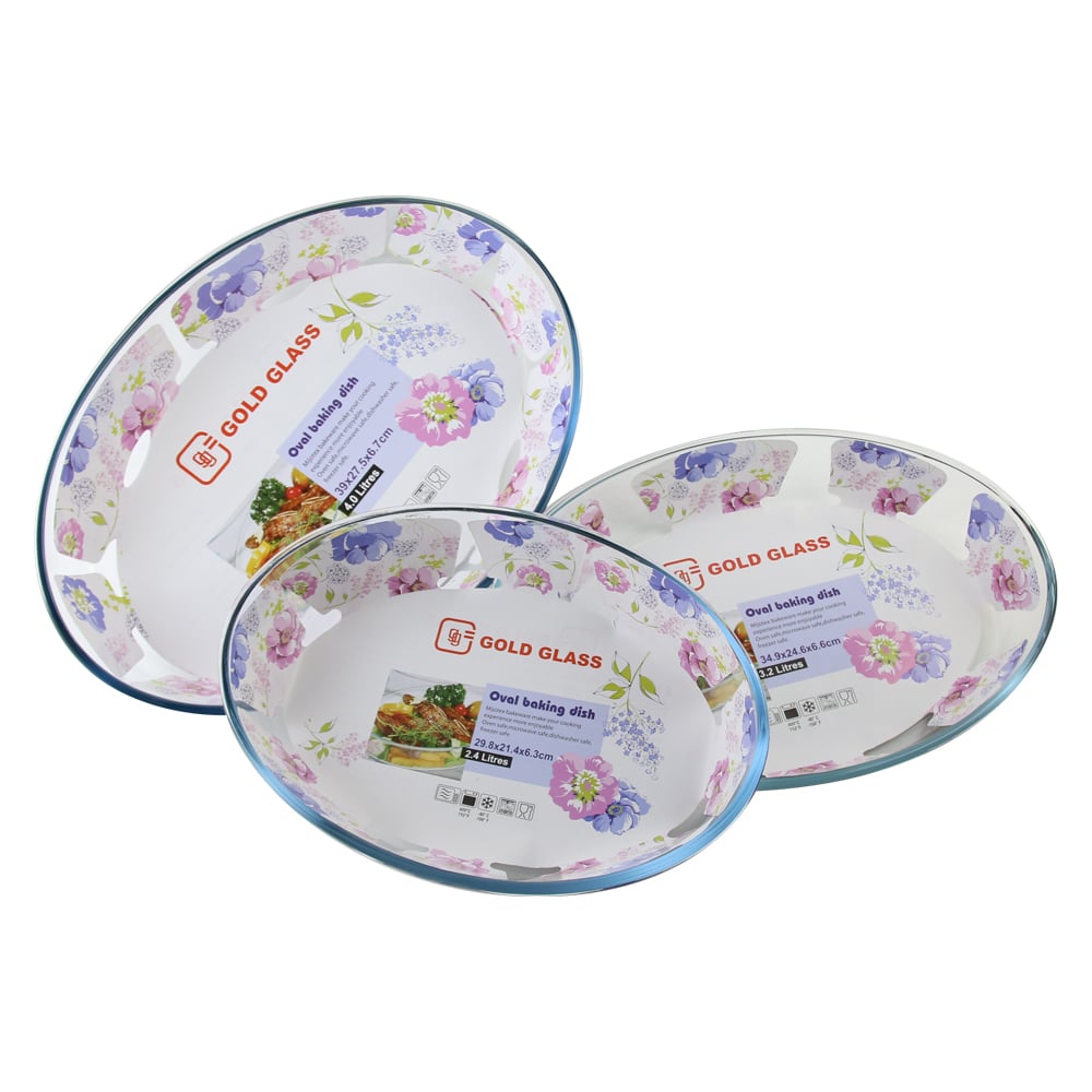 Set 3 vase ovale termorezistente Yena 2.4/3.2/4.0 L Gold Glass Set 3 vase ovale termorezistente Yena 2.4/3.2/4.0 L Gold Glass