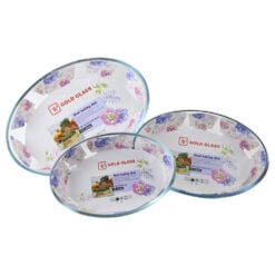 Set 3 vase ovale termorezistente Yena 1.6/2.4/3.2 L Gold Glass