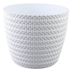Ghiveci din plastic Magnolia Jersey alb 18.5 x 16 cm