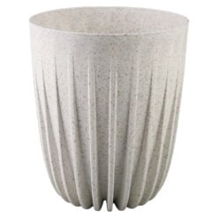 Ghiveci inalt din plastic Mira wood alb 14.5 x 17.5 cm