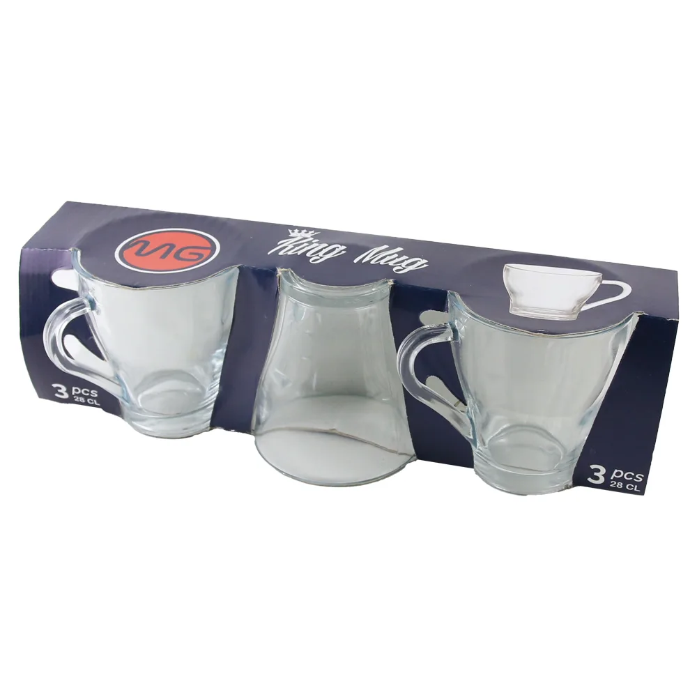 Set 3 cani din sticla King Mug 280 ml Set 3 cani din sticla King Mug 280 ml