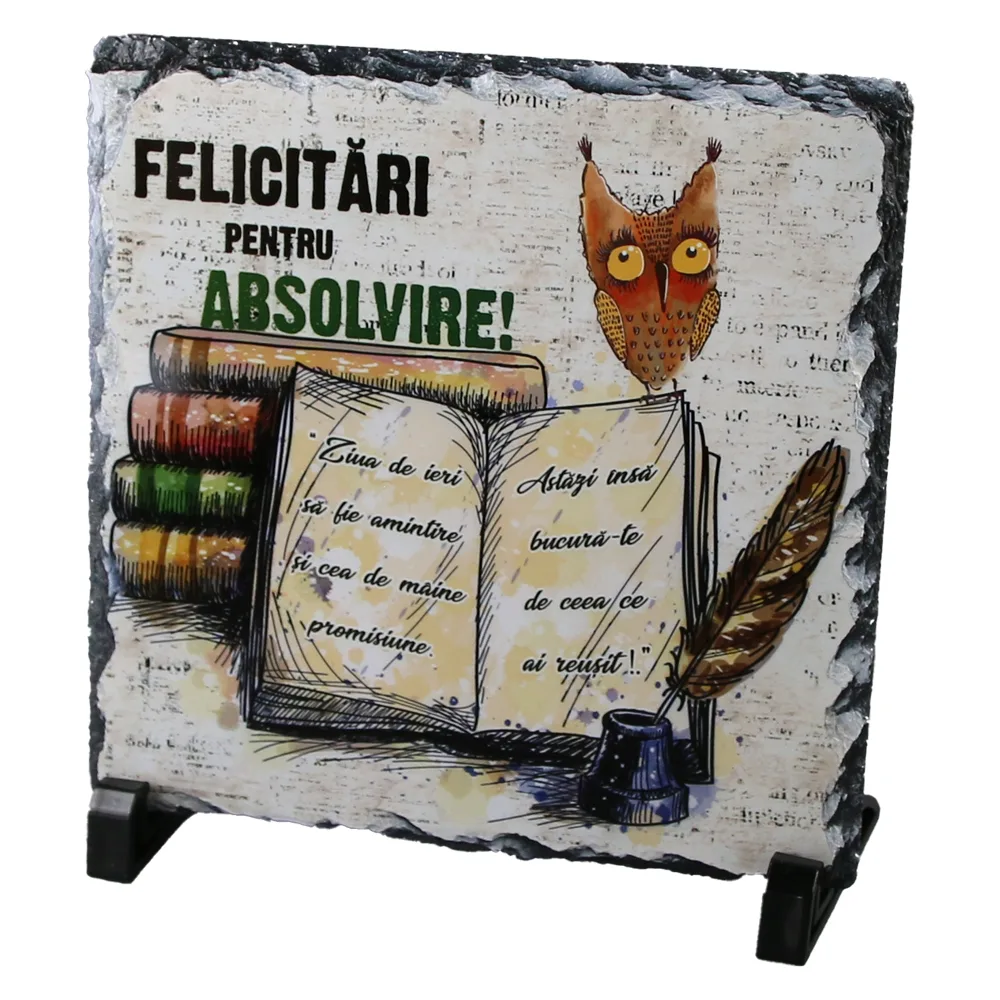 Placa ardezie "Felicitari pentru Absolvire" 19 x 19 cm