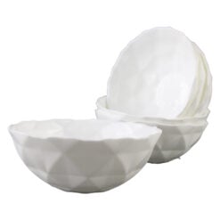 Set 6 boluri din sticla opal alb 15 x 6 cm