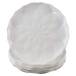 Set 6 farfurii desert din sticla opal alb 19 cm