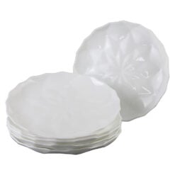 Set 6 farfurii desert din sticla opal alb 19 cm