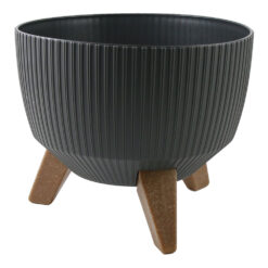 Ghiveci din plastic gri inchis Roma Jumper 24.5 x 15/20 cm