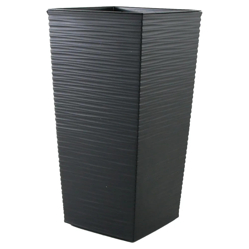 Ghiveci inalt din plastic Dluto negru 18 x 18 x 17/36 cm