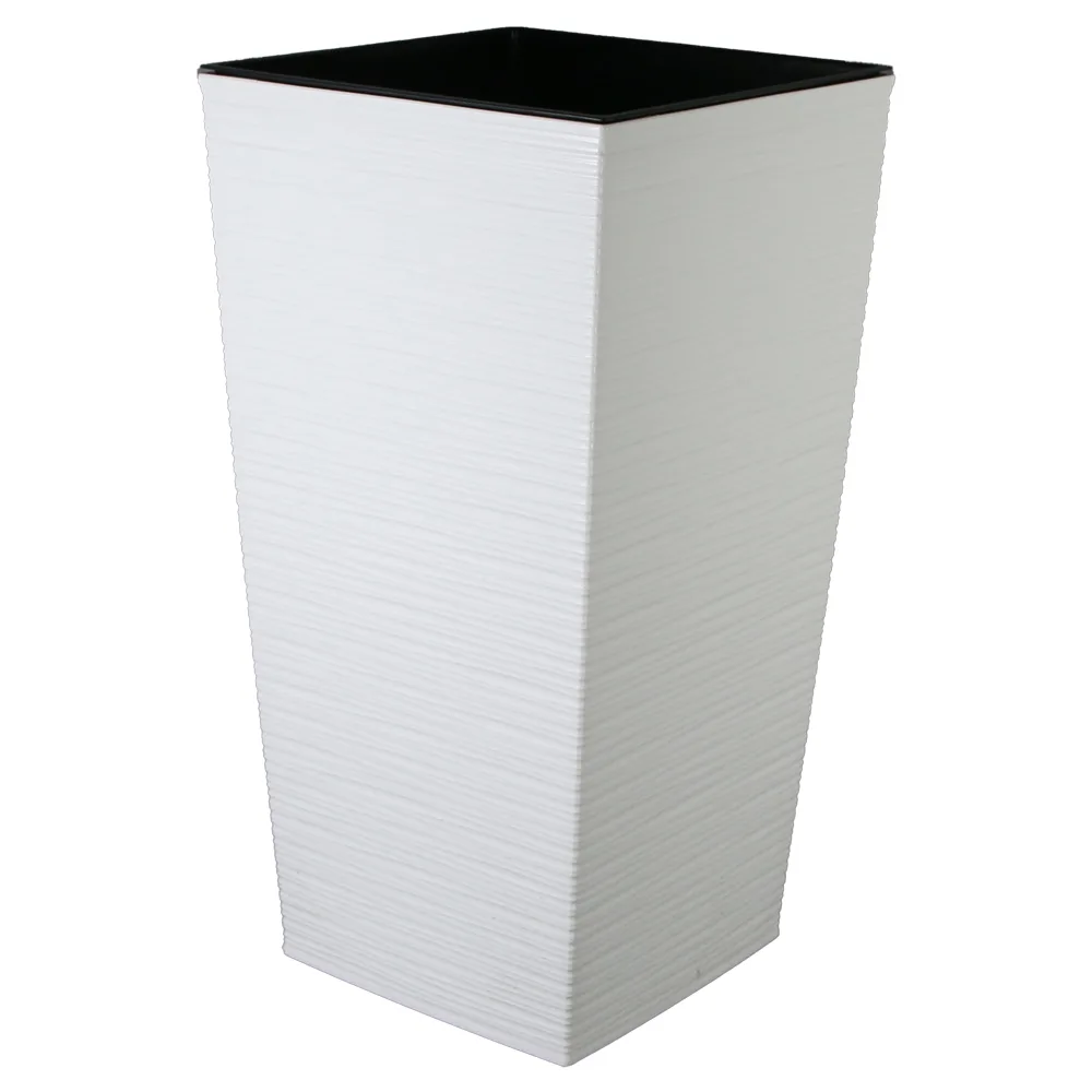 Ghiveci inalt din plastic Dluto crem 24 x 24 x 23.5/46 cm