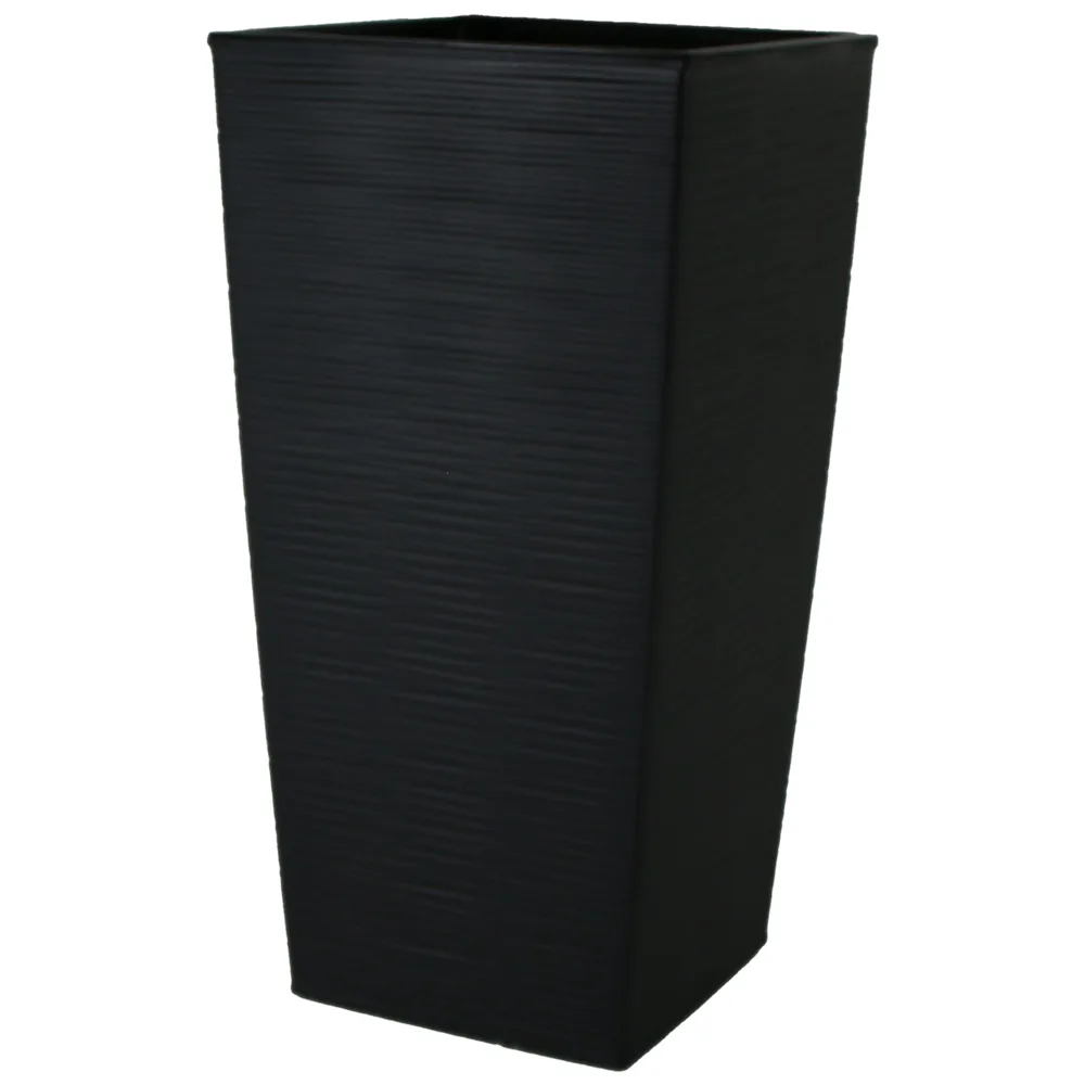 Ghiveci inalt din plastic Dluto negru 29 x 29 x 30/57 cm