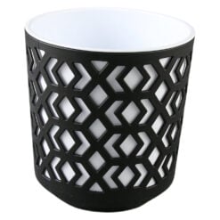 Ghiveci din plastic Aztek alb-negru 14 x 15 cm