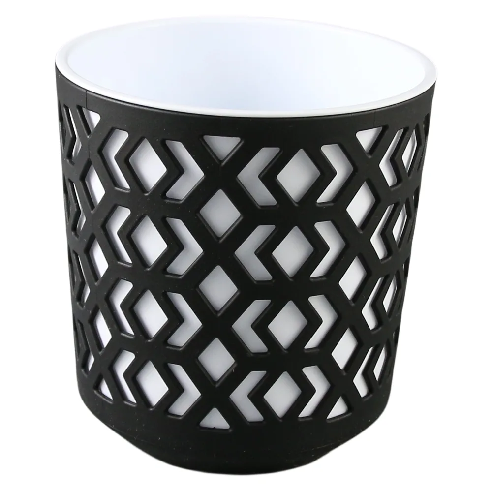 Ghiveci din plastic Aztek alb-negru 14 x 15 cm