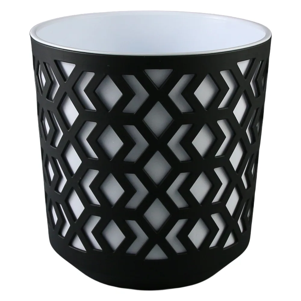 Ghiveci balcon din plastic Aztek alb-negru 19 x 20 cm