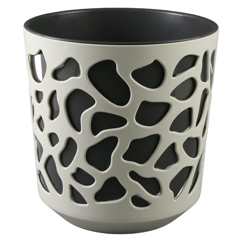 Ghiveci din plastic Duet crem-gri 19 x 20 cm