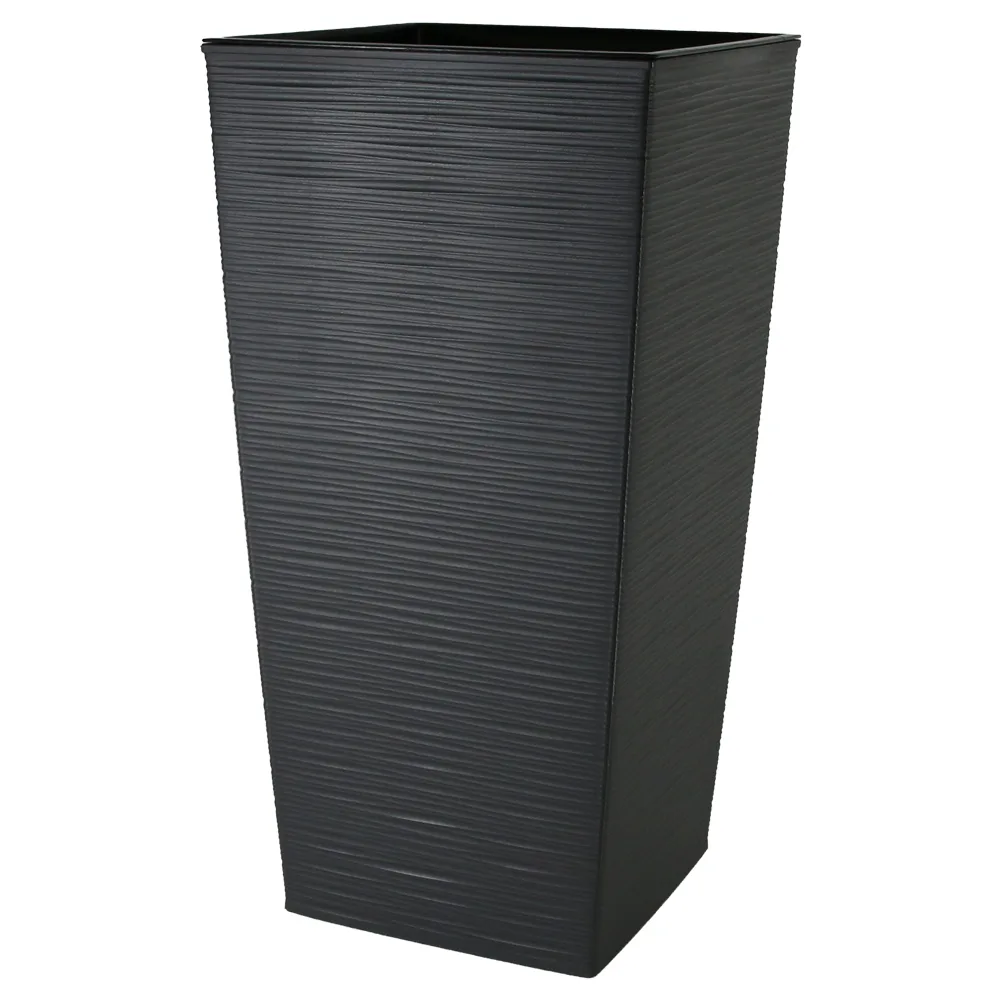 Ghiveci inalt din plastic Dluto gri inchis 29 x 29 x 30/57 cm