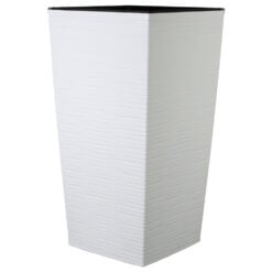 Ghiveci inalt din plastic Dluto alb 34 x 34 x 28/68 cm