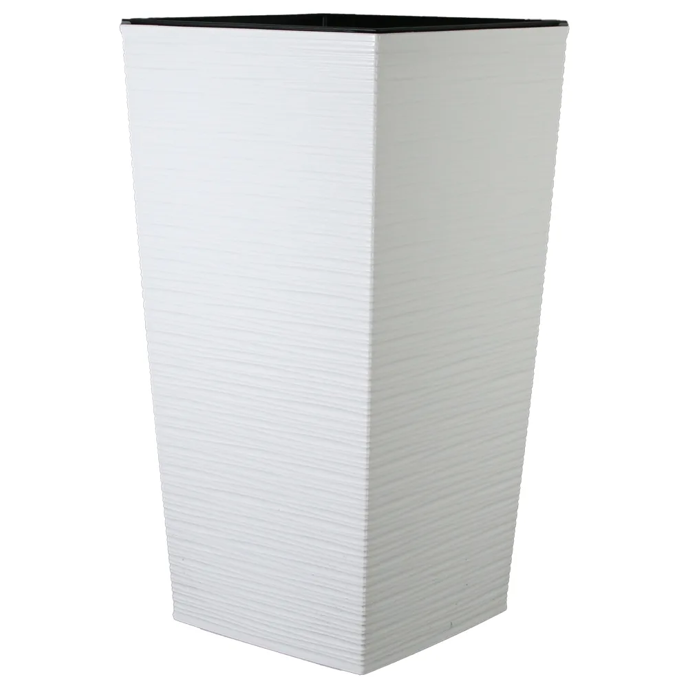 Ghiveci inalt din plastic Dluto alb 34 x 34 x 28/68 cm