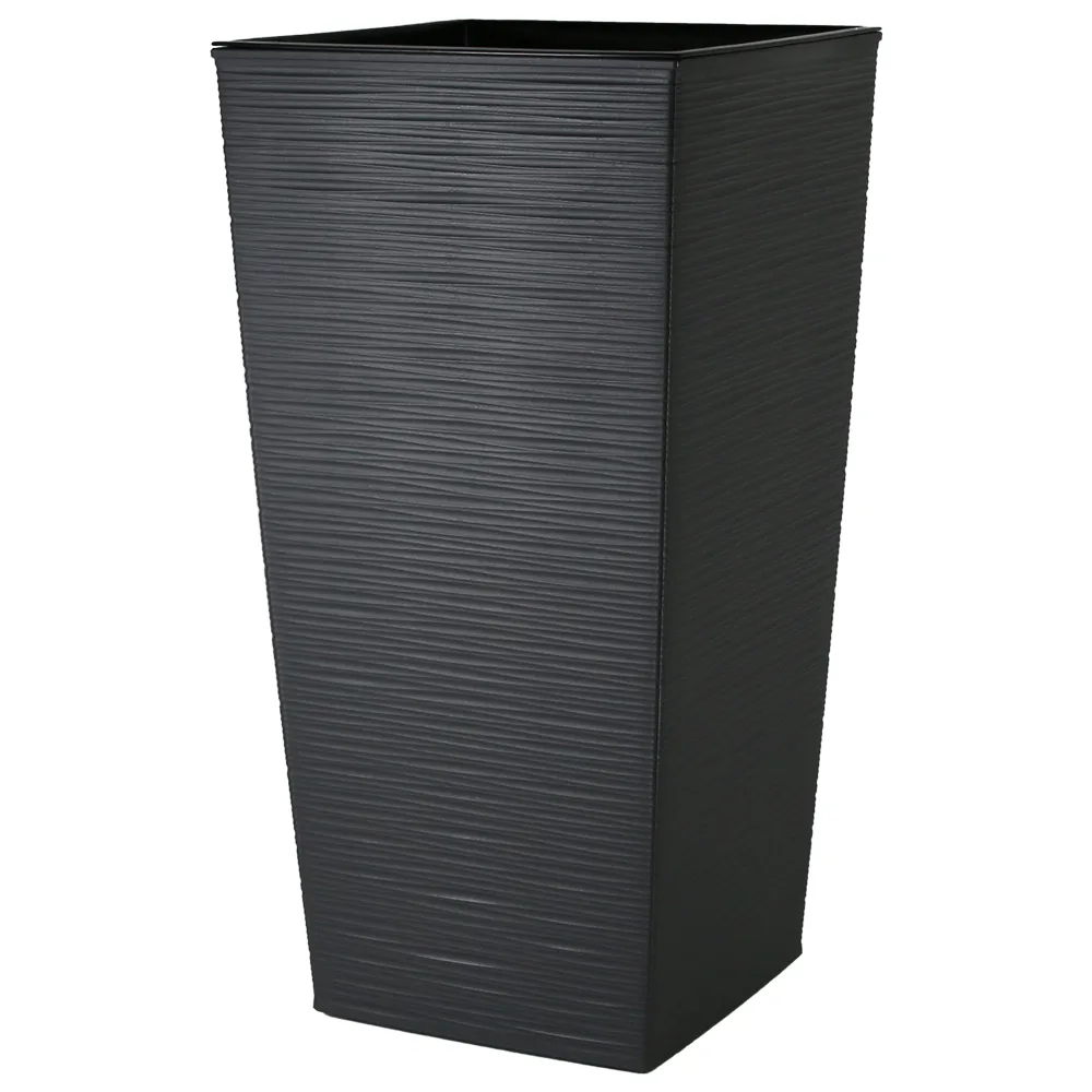 Ghiveci inalt din plastic Dluto gri inchis 34 x 34 x 28/68 cm