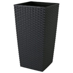 Ghiveci inalt Rattan gri inchis 24 x 24 x 23/46 cm