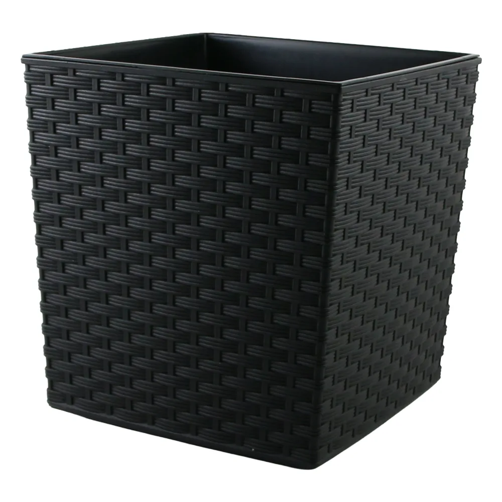 Ghiveci din plastic Juka Rattan negru 24 x 24 x 26 cm