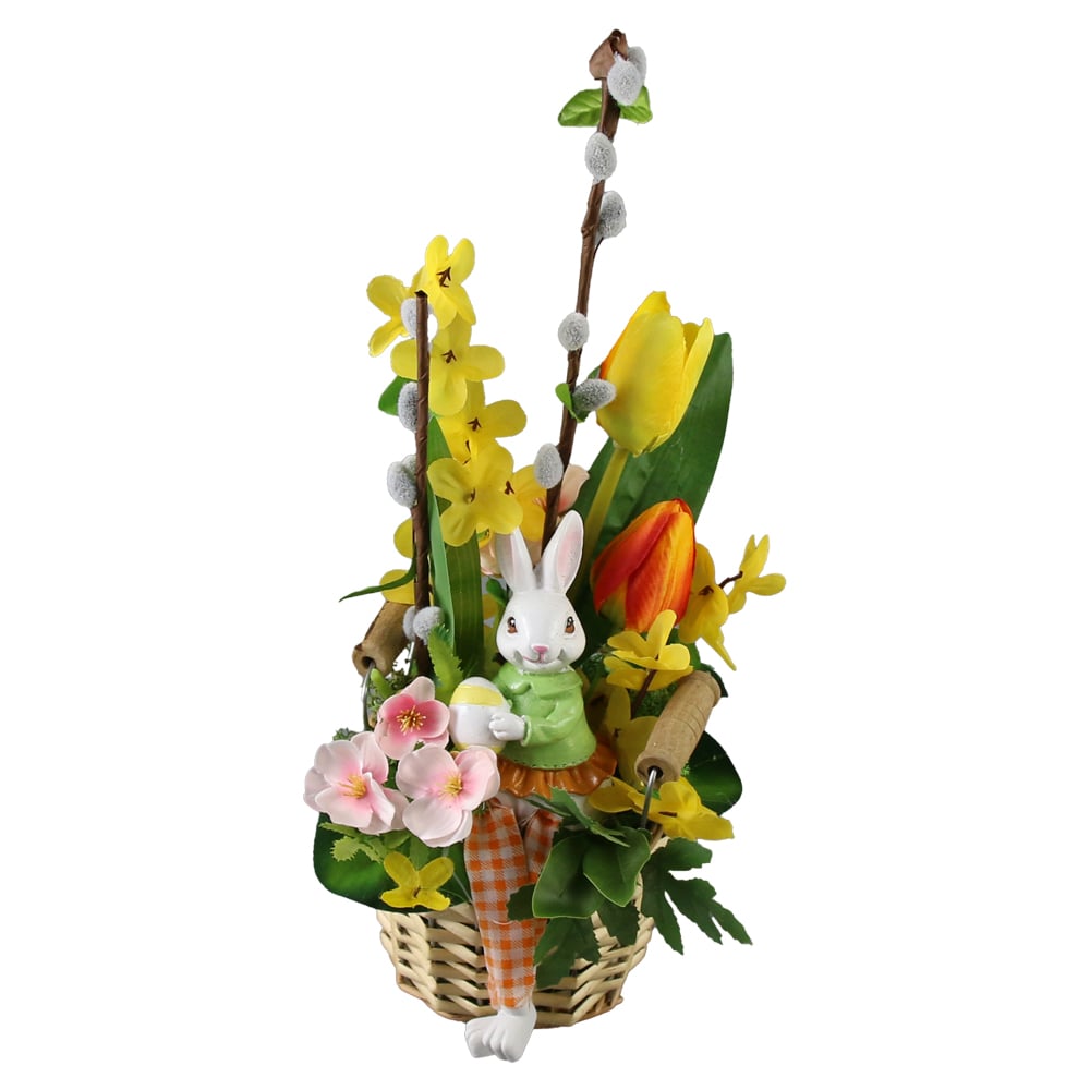 Aranjament floral de Paste cu figurina iepuras 35 cm Aranjament floral de Paste cu figurina iepuras 35 cm