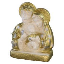 Statueta din ipsos Sfanta Familie 11 x 6 x 14 cm alb / auriu