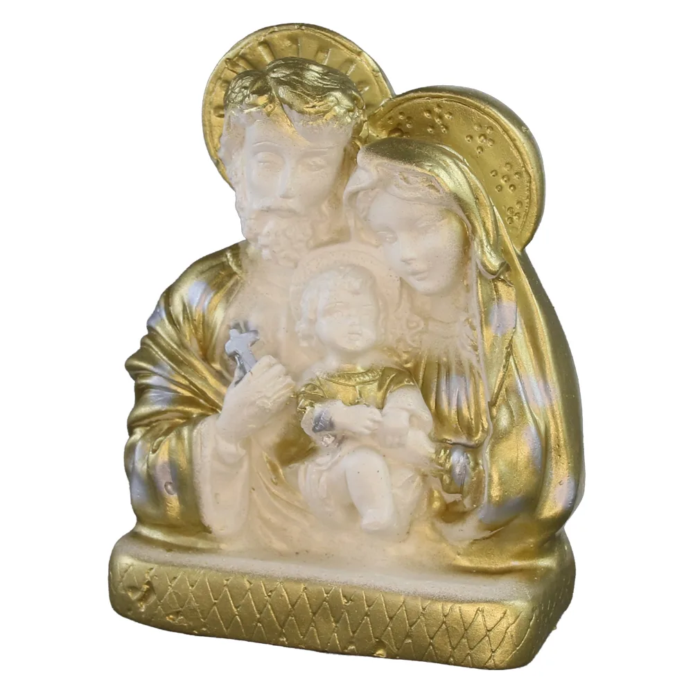 Statueta din ipsos Sfanta Familie 11 x 6 x 14 cm alb / auriu Statueta din ipsos Sfanta Familie 11 x 6 x 14 cm alb / auriu