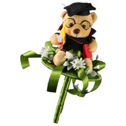 Buchet floral pentru absolventi cu ursulet 36 cm
