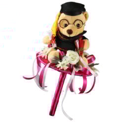 Buchet floral pentru absolventi cu ursulet 36 cm