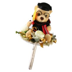 Buchet floral pentru absolventi cu ursulet 36 cm