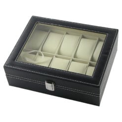 Cutie depozitare pentru 10 ceasuri 25 x 20 cm negru