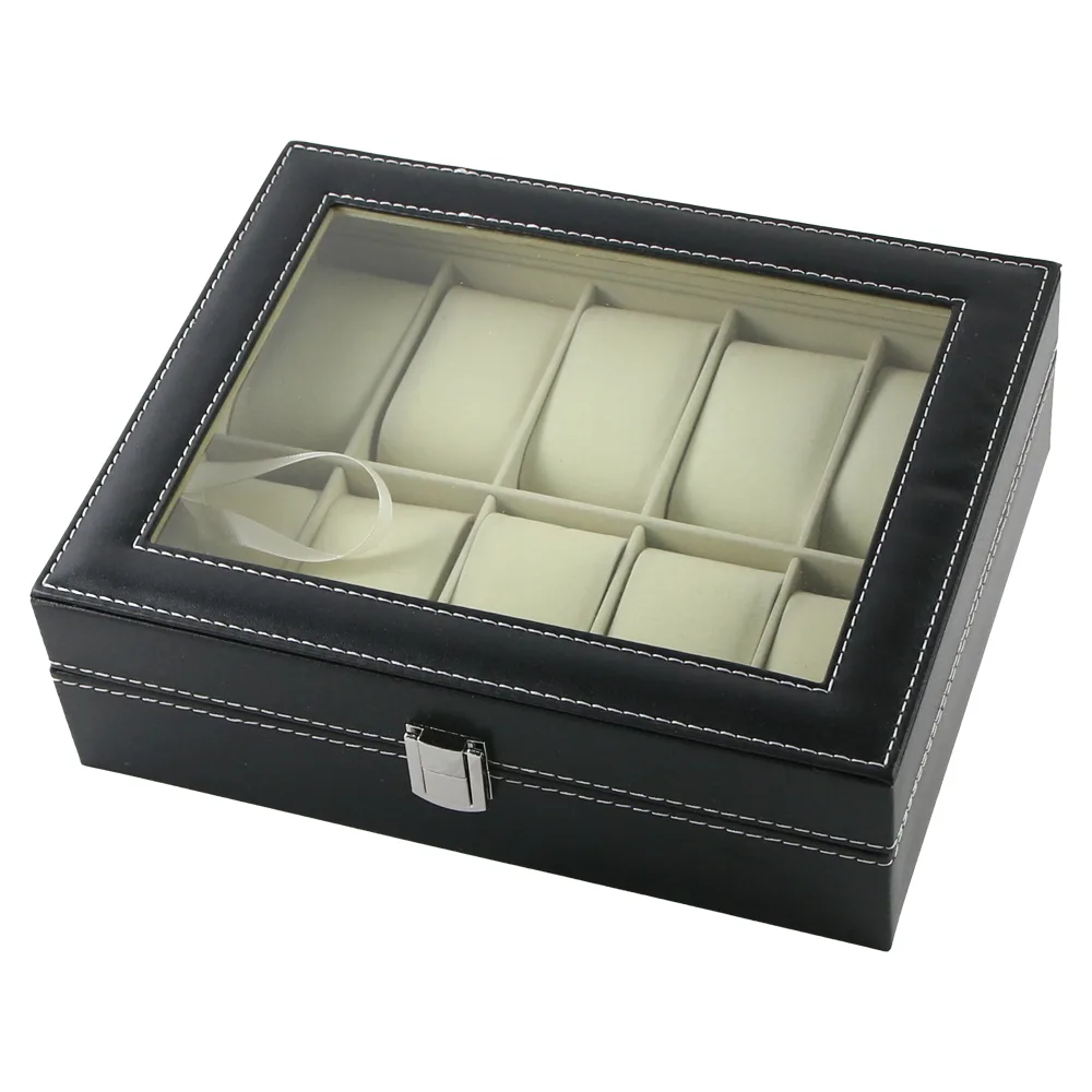 Cutie depozitare pentru 10 ceasuri 25 x 20 cm negru Cutie depozitare pentru 10 ceasuri 25 x 20 cm negru