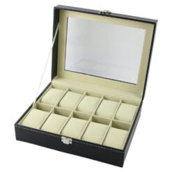 Cutie depozitare pentru 10 ceasuri 25 x 20 cm negru