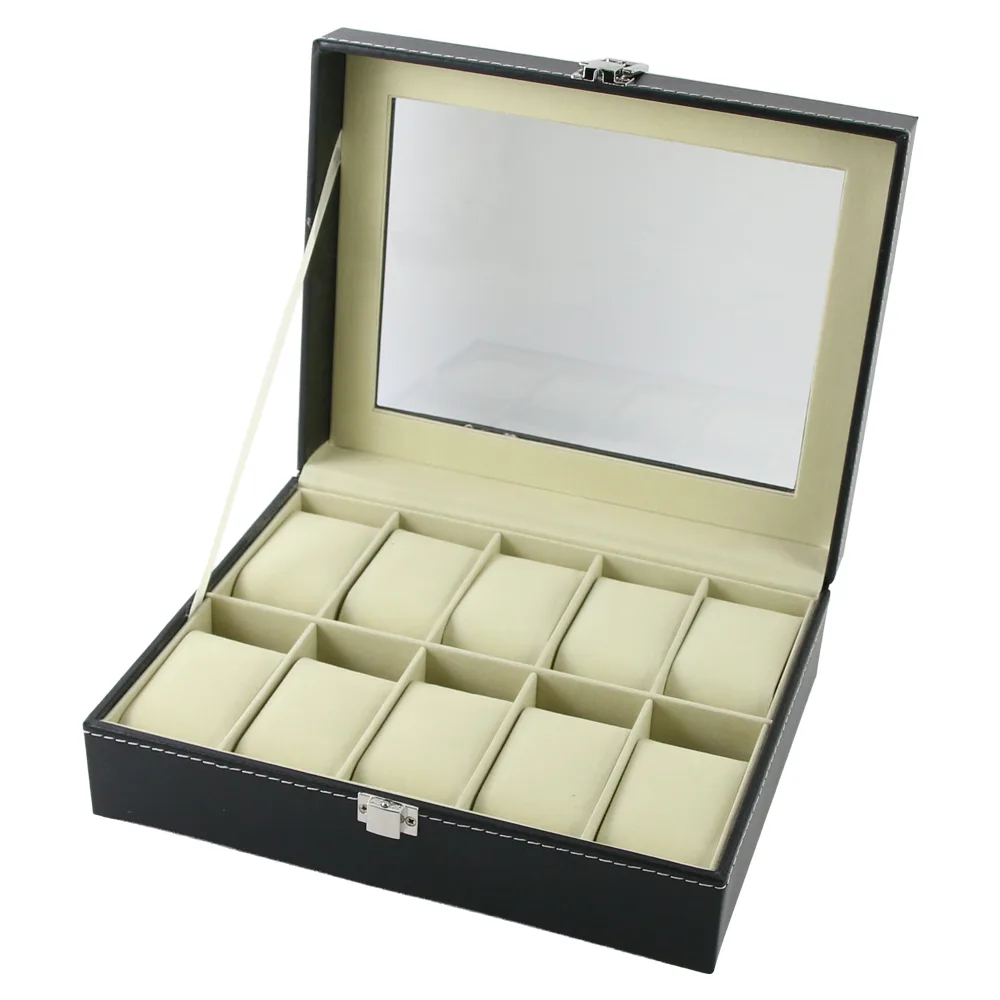 Cutie depozitare pentru 10 ceasuri 25 x 20 cm negru Cutie depozitare pentru 10 ceasuri 25 x 20 cm negru