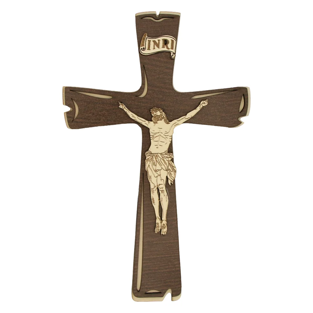 Cruce din lemn cu Isus rastignit 13 x 20 cm
