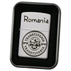 Bricheta metalica gravata "Romania/Transylvania" 3.5 x 5.5 cm
