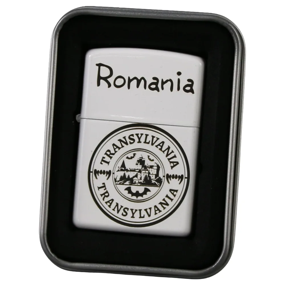 Bricheta metalica gravata "Romania/Transylvania" 3.5 x 5.5 cm Bricheta metalica gravata "Romania/Transylvania" 3.5 x 5.5 cm