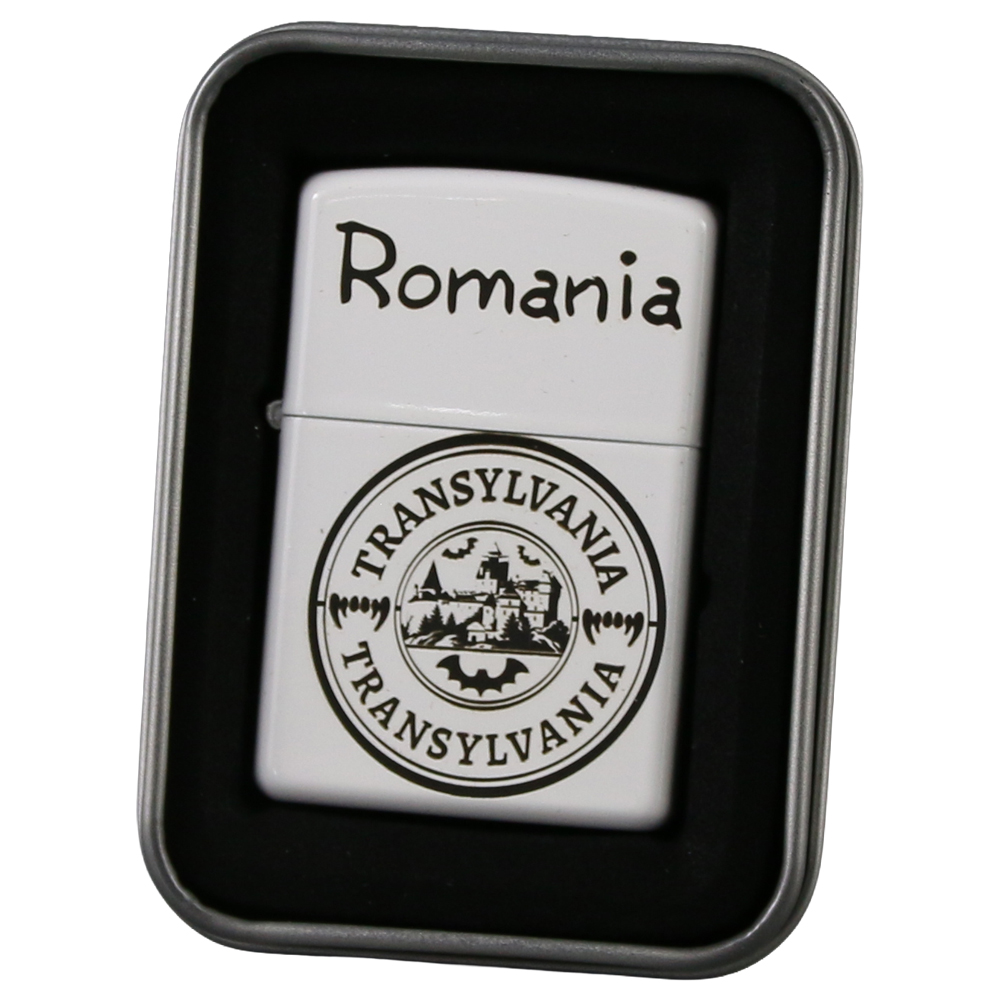 Bricheta metalica gravata "Romania/Transylvania" 3.5 x 5.5 cm Bricheta metalica gravata "Romania/Transylvania" 3.5 x 5.5 cm