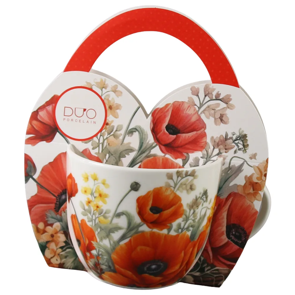 Cana portelan 460 ml "Poppies" in ambalaj decorativ