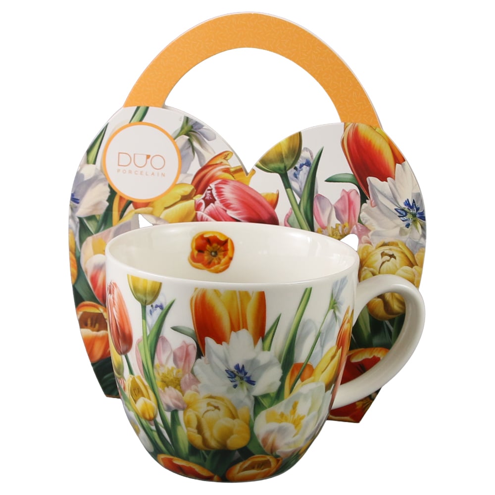 Cana portelan 460 ml "Tulipany" in ambalaj decorativ Cana portelan 460 ml "Tulipany" in ambalaj decorativ