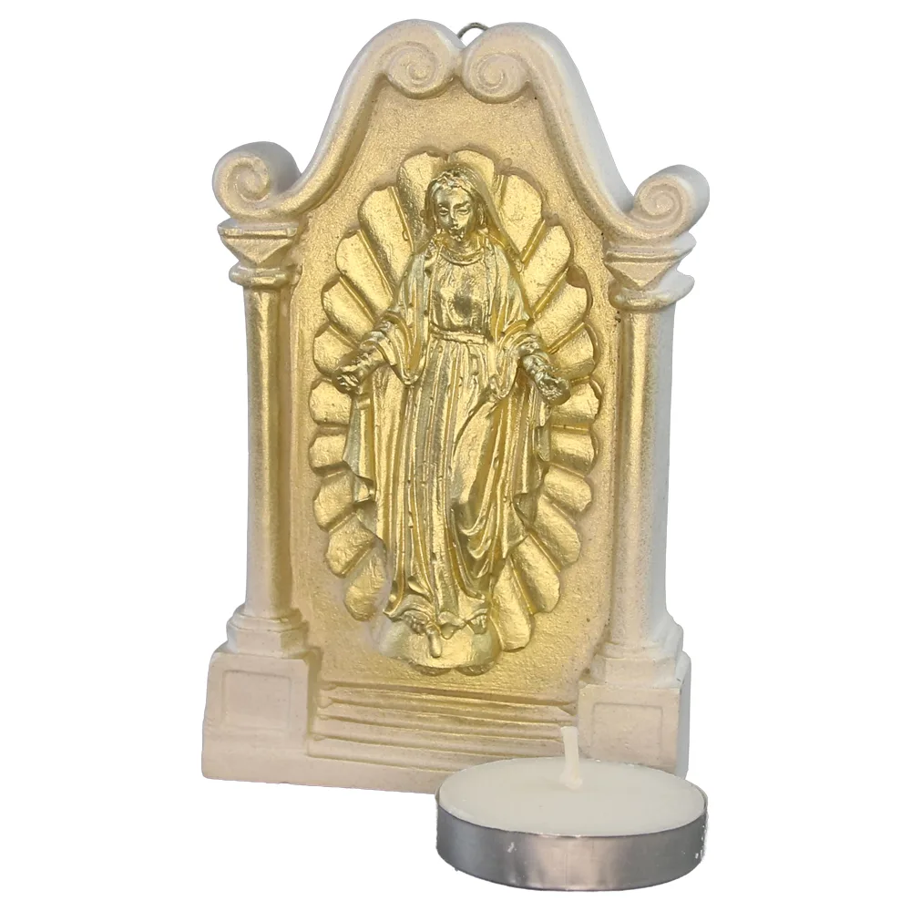 Placheta din ipsos cu lumanare Fecioara Maria 7 x 11 cm Placheta din ipsos cu lumanare Fecioara Maria 7 x 11 cm